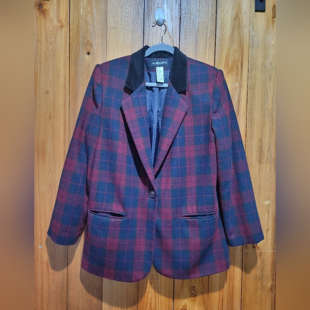 Sag Harbor Plaid Blazer - Red and Blue